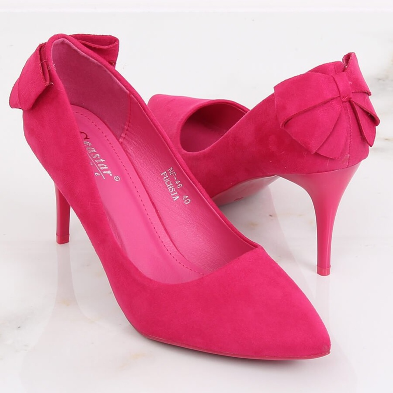 Décolleté su spilla con fiocco fucsia NF-46 Fuchsia rosa 2