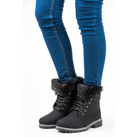 Trapper stringati con pelliccia nero 2