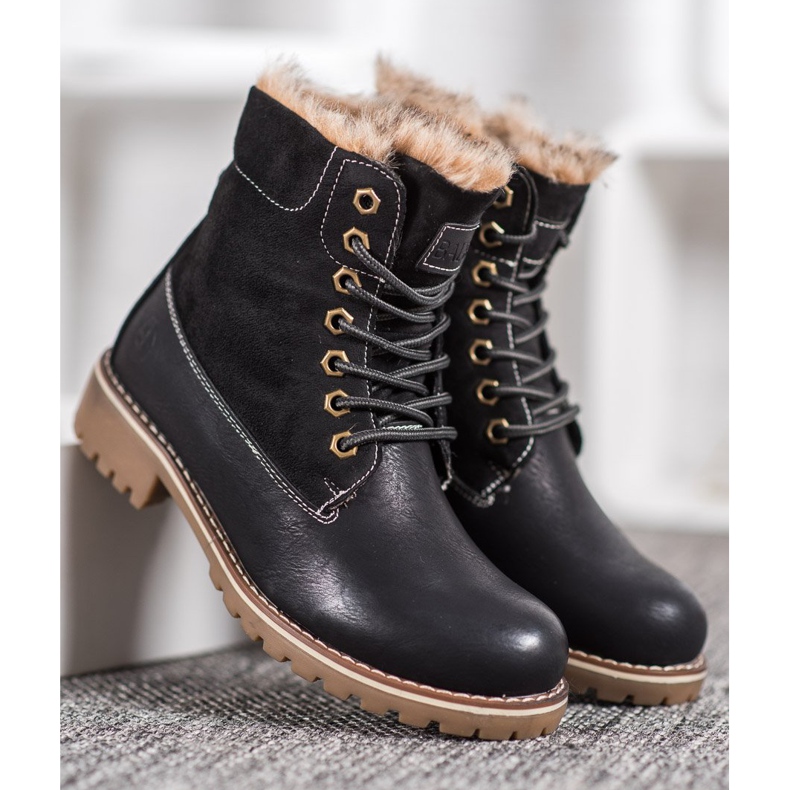 SHELOVET Trapper neri allacciati nero 2