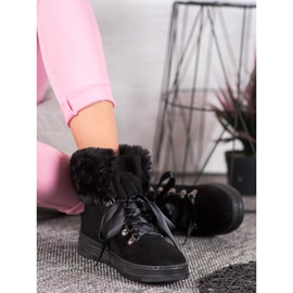 Queen Vivi Stivaletti Stringati Con Pelliccia nero 1