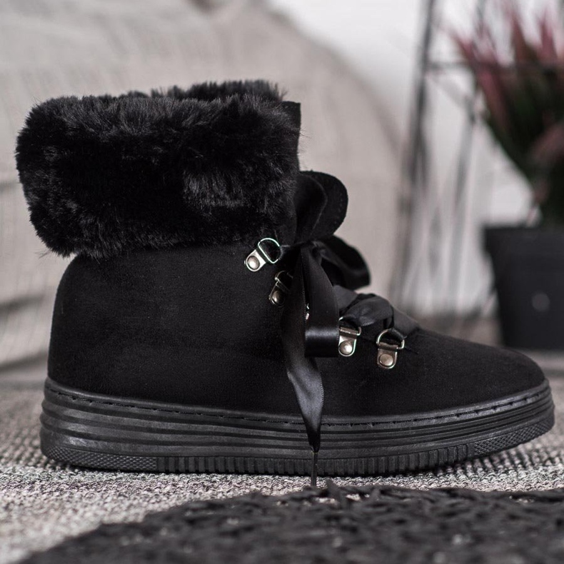 Queen Vivi Stivaletti Stringati Con Pelliccia nero 2