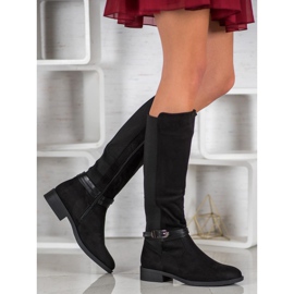 Ideal Shoes Stivali in pelle scamosciata nero 1