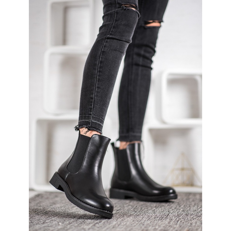 SHELOVET Stivali slip-on con elastico nero 1