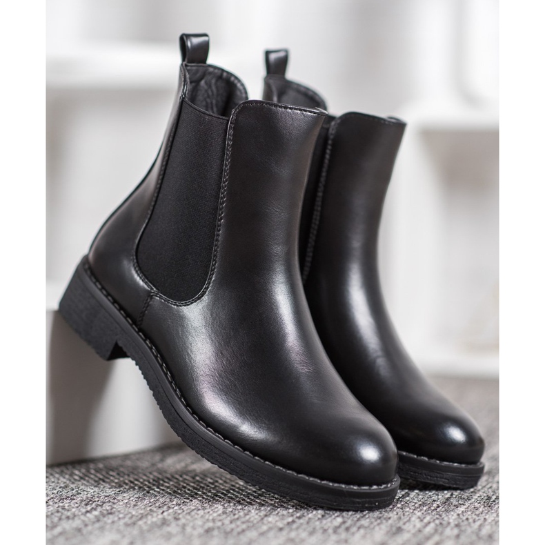 SHELOVET Stivali slip-on con elastico nero 2