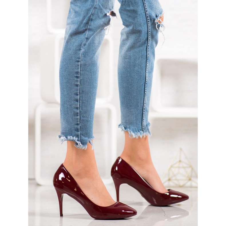 Comer Scarpe con tacco laccate bordeaux rosso multicolore giallo 1