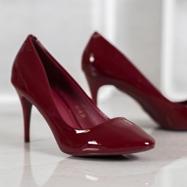 Comer Scarpe con tacco laccate bordeaux rosso multicolore giallo 2