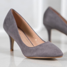 SHELOVET Décolleté in pelle scamosciata grigie grigio 1