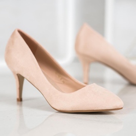 SHELOVET Décolleté in camoscio beige 2