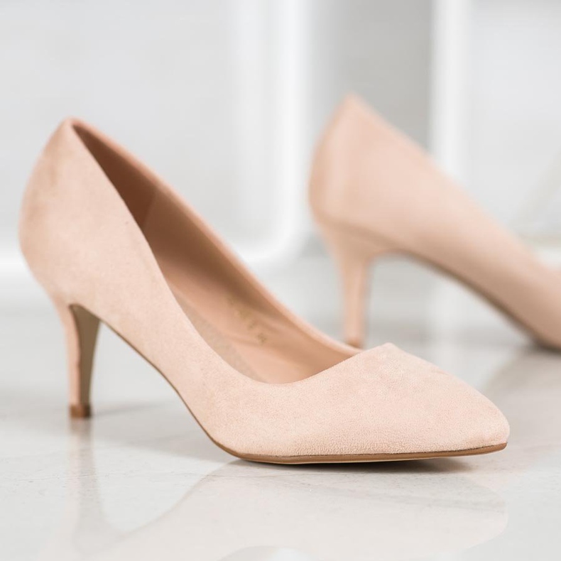 SHELOVET Décolleté in camoscio beige 2