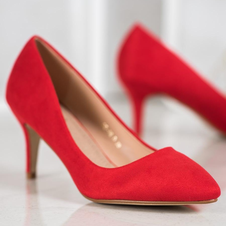 SHELOVET Décolleté in camoscio rosso 1
