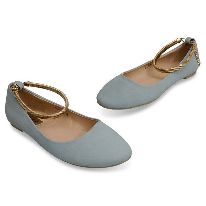 Ballerine Una bella decorazione sulla caviglia A607 Blu 1