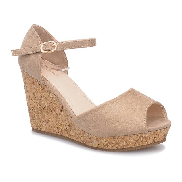 Sandali con zeppa Camp beige 1