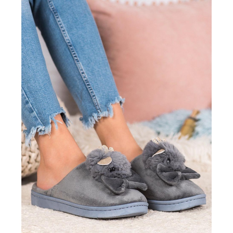 SHELOVET Pantofole Con Fiocco grigio 1
