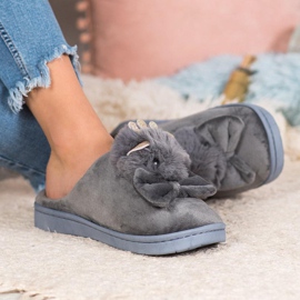 SHELOVET Pantofole Con Fiocco grigio 2