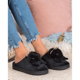 SHELOVET Pantofole Con Fiocco nero 1
