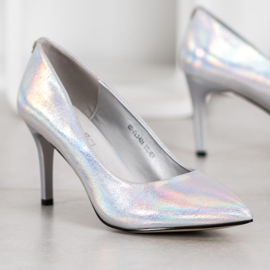 Goodin Stiletti alla moda realizzati in ecopelle grigio 1