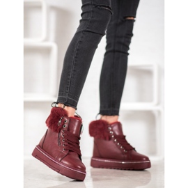 SHELOVET Stivali bordeaux con pelliccia rosso 1
