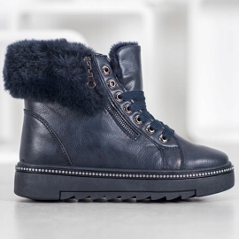 SHELOVET Stivaletti Blu Con Pelliccia 2