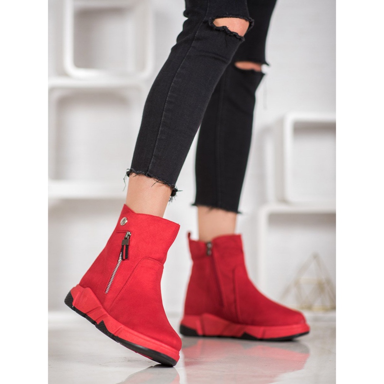 SHELOVET Stivali alla moda in pelle scamosciata rosso 1