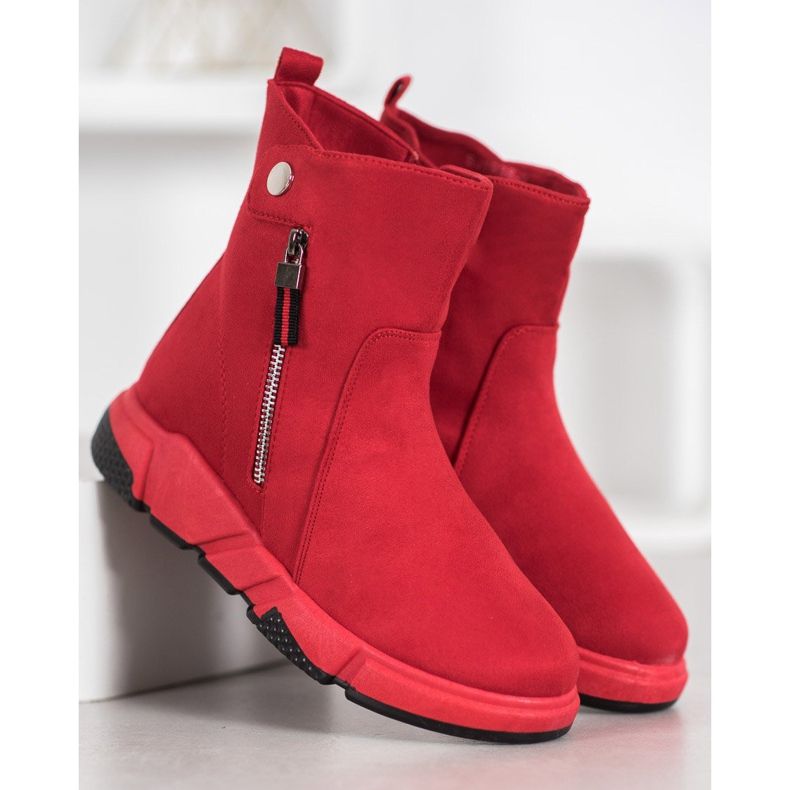 SHELOVET Stivali alla moda in pelle scamosciata rosso 2
