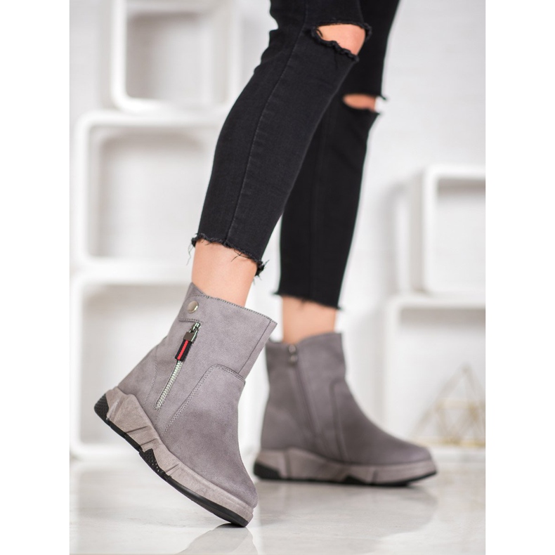 SHELOVET Stivali alla moda in pelle scamosciata grigio 2