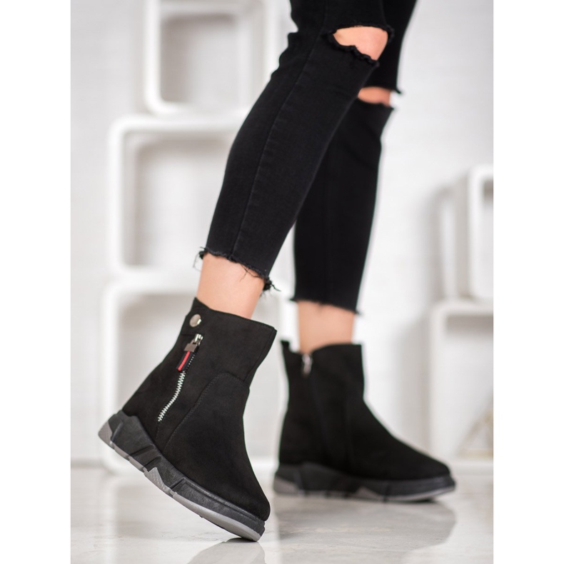 SHELOVET Stivali alla moda in pelle scamosciata nero 1