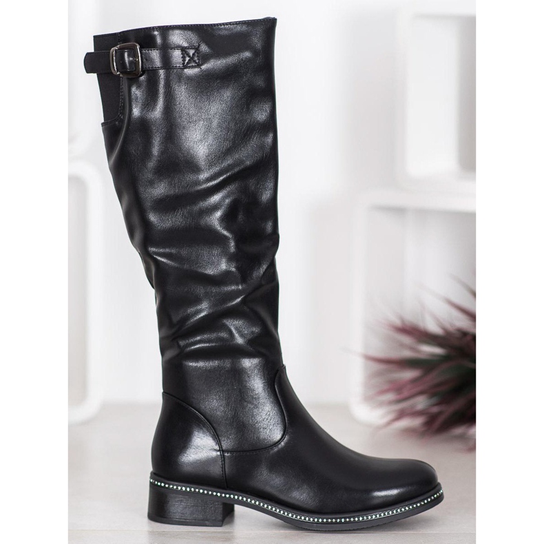 Abloom Stivali alti con zirconi nero 2