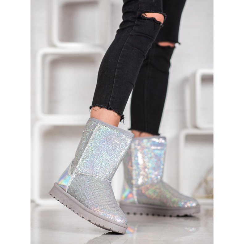 SHELOVET Mukluki con paillettes grigio 1