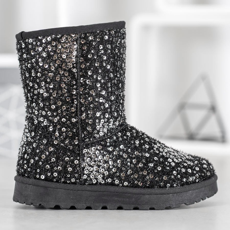 SHELOVET Mukluki caldo con paillettes nero 1