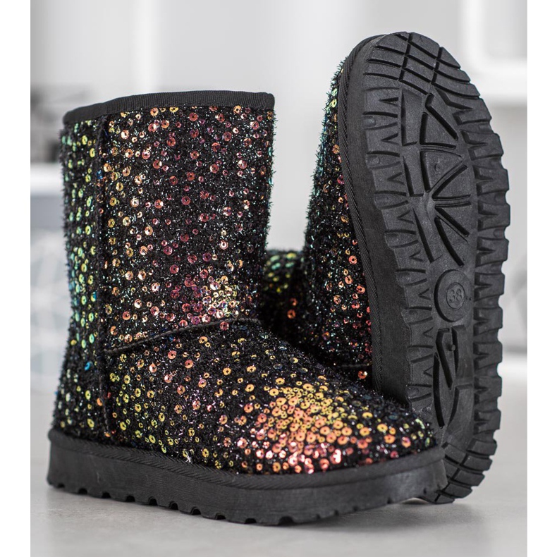 SHELOVET Mukluki caldo con paillettes nero 1