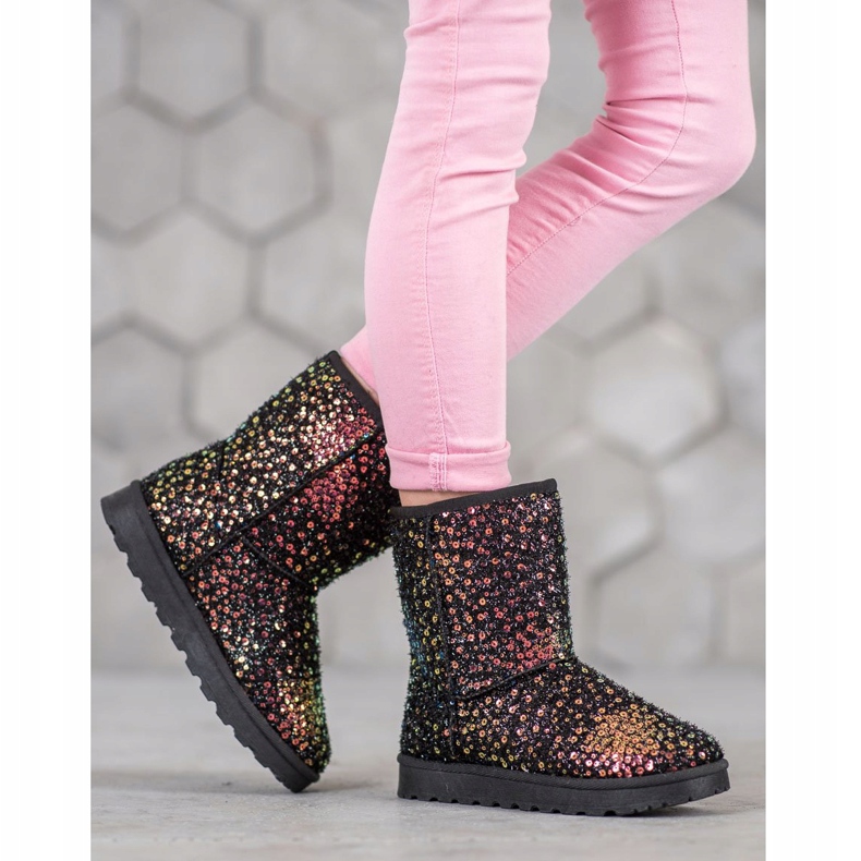 SHELOVET Mukluki caldo con paillettes nero 2