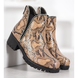 SDS Stivaletti Chelsea con stampa serpente marrone 2