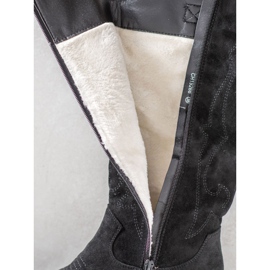 Abloom Stivali da cowboy in pelle scamosciata nero 1