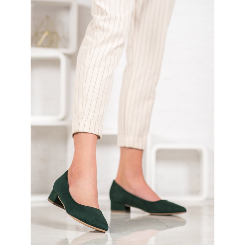 SHELOVET Décolleté con tacco piatto verde 1