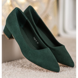 SHELOVET Décolleté con tacco piatto verde 2