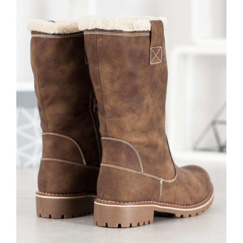 SDS Stivali caldi con ecopelle marrone 1