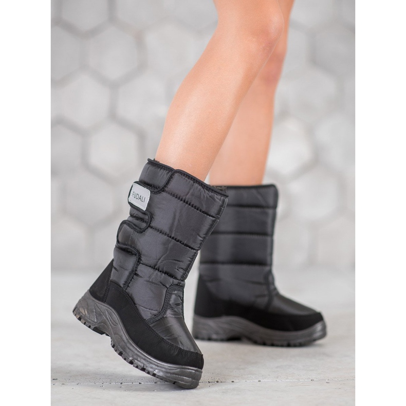 SHELOVET Stivali da neve caldi con velcro nero 1
