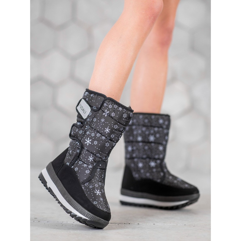 SHELOVET Stivali da neve in velcro nero 1