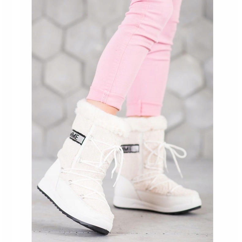 Small Swan Stivali da neve alla moda con lacci bianca 2