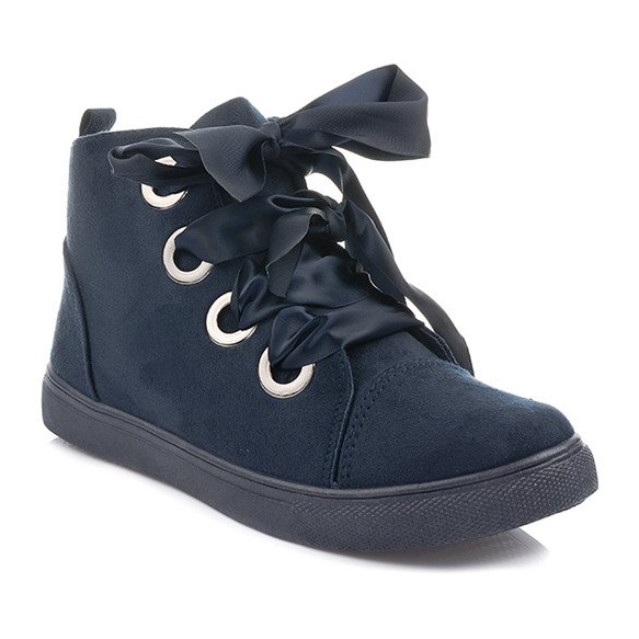 Stivaletti in pelle scamosciata Bows TL0147 Navy Blue nero 1
