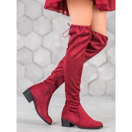 Small Swan Stivali bordeaux sopra il ginocchio rosso 2