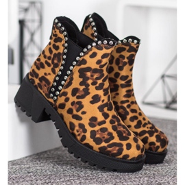 SDS Stivaletti Chelsea con stampa leopardata marrone 2