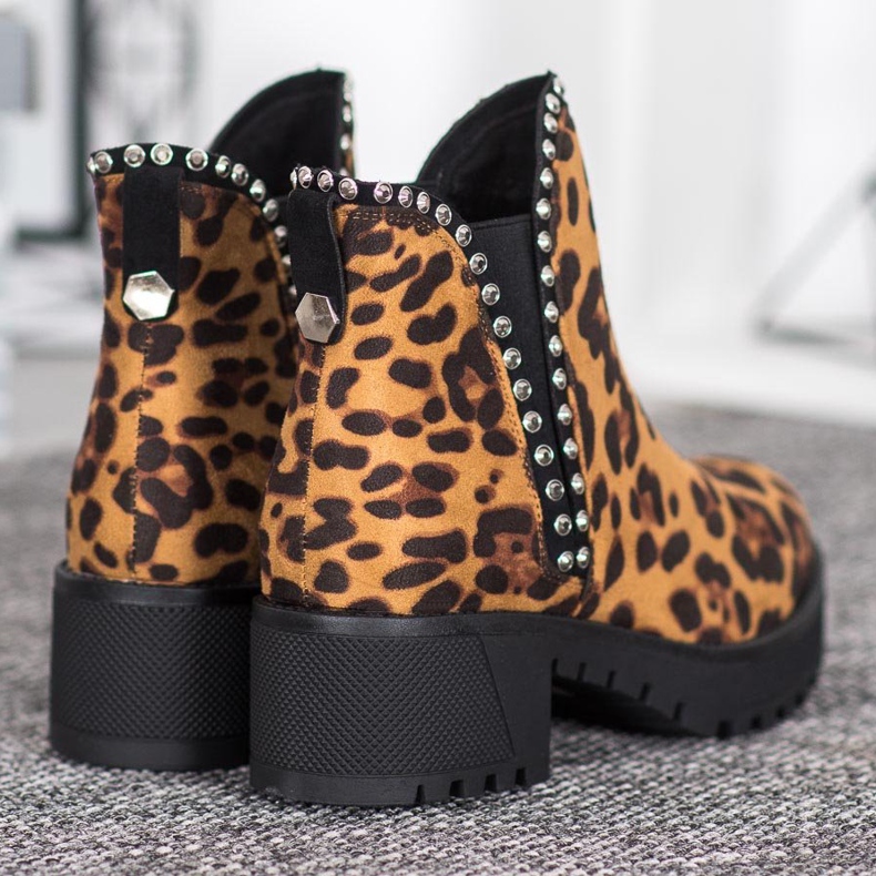 SDS Stivaletti Chelsea con stampa leopardata marrone 1