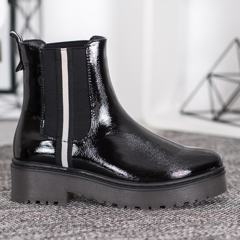Sergio Leone Stivaletti Chelsea Fashion laccati nero 2