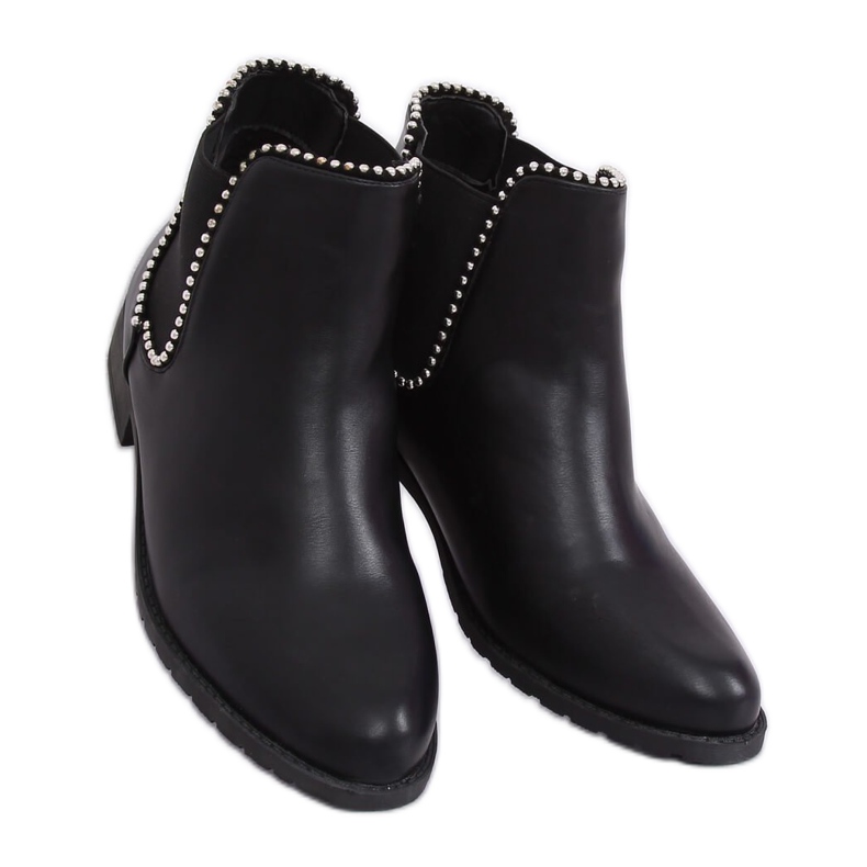 Stivaletti Chelsea neri con perline Q-30 Black nero 1