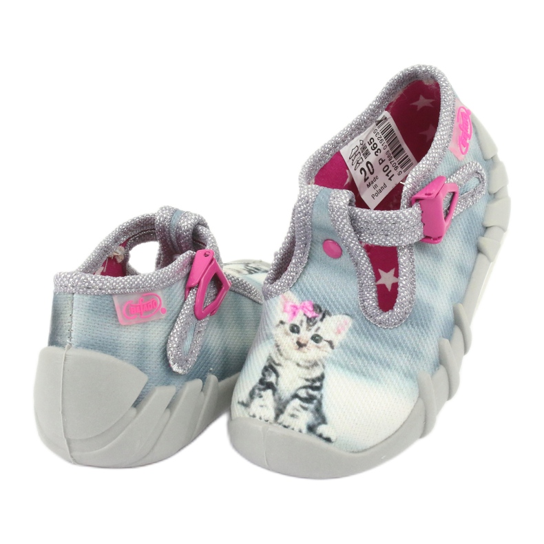 Scarpe per bambini gattino Befado 110P365 rosa grigio 3