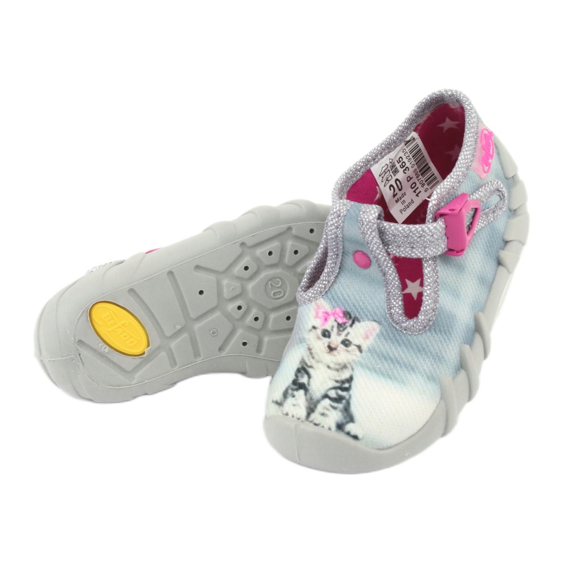 Scarpe per bambini gattino Befado 110P365 rosa grigio 4
