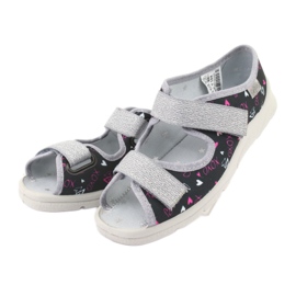 Sliponi per bambini di Befado 969Y144 nero rosa grigio 3