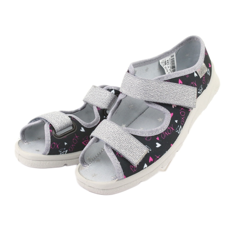 Sliponi per bambini di Befado 969Y144 nero rosa grigio 3