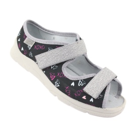 Sliponi per bambini di Befado 969Y144 nero rosa grigio 1